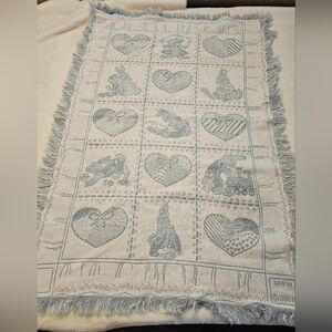 Blue Patterned Tapestry Nursery Throw Blanket